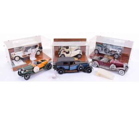 Six Unboxed Franklin Mint 1:24 Precision  Scale Models,1907 Rolls Royce Silver Ghost,1911 Rolls Royce Tourer,1914 Rolls Royce