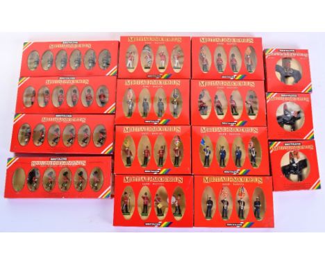 Fifteen Britains Metal Models Handpainted Toy Soldiers Sets, 7238 Scots Guards, 7242 Gordon Highlanders, 7237 Blackwatch Offi