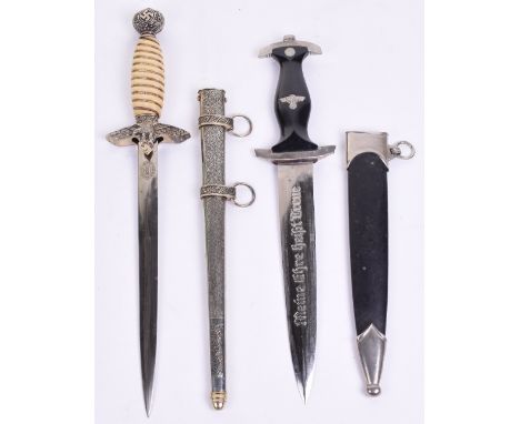 Two Reproduction WW2 German Dress Daggers, being examples of 2nd pattern Luftwaffe dress dagger ans SS enlisted mans dress da