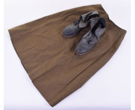 1941 Pattern ATS Skirt, of khaki serge wool with button side and original issue label. Accompanied by a pair of WW2 female le