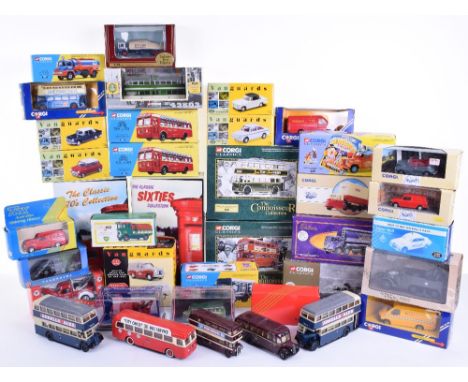 Quantity Of Corgi/ Vangaurd and other Models,Corgi: 34703 Derby Trolleybus, 35003 London RT Bus, 96950 Morris Mini Minor Van,