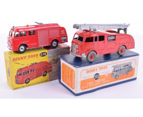 Two Dinky Toys Fire Engines, 276 Airport Fire Tender with Flashing Light, in near mint condition, with original illustrated b