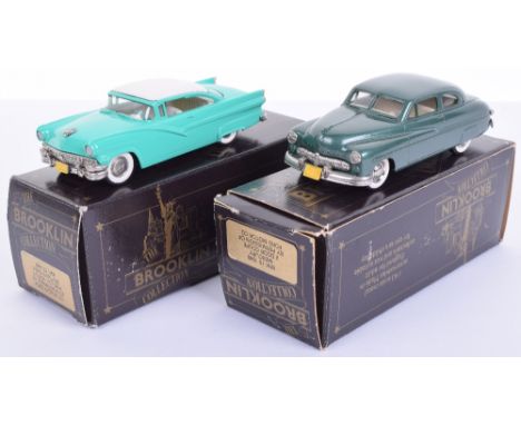 Two  Brooklin Collection 1:43 Scale Models, BRK 15 (1949) Mercury 2 door coupe, metallic green and BRK 23 (1956) Ford Fairlan