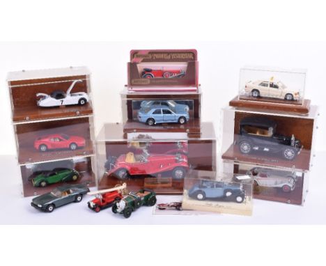 Thirteen Various Diecast Models Including: Mercedes 500K Roadster, Matchbox Y-16 Mercedes S.S. Mercedes 540K,  Hispano Suiza,