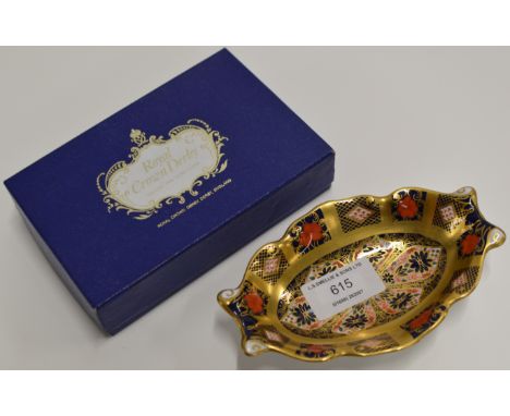 ROYAL CROWN DERBY IMARI PATTERN (1128) PIN DISH WITH ORIGINAL BOX     