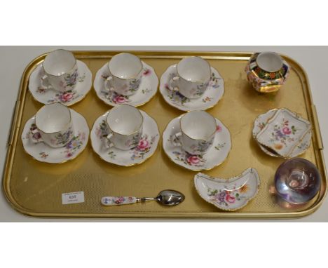 TRAY CONTAINING GLASS PAPERWEIGHT &amp; VARIOUS ROYAL CROWN DERBY PORCELAIN     