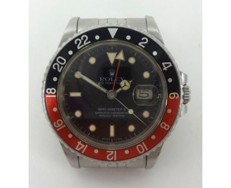 Rolex, a Gents stainless steel GMT Master II, Chronometer, Oyster Date wristwatch, with 'Pepsi' bezel.