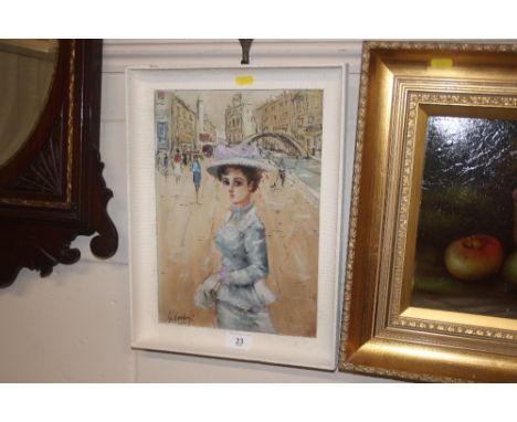 A continental oil on board portrait study, signed to bottom left
