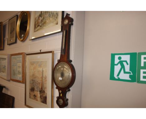 A 19th Century rosewood cased banjo barometer