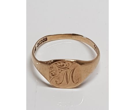 HALLMARKED 9CT GOLD SIGNET RING 1.7G SIZE O