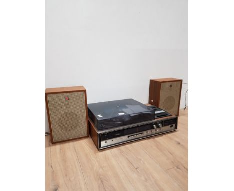 VINTAGE SHARP RECORD PLAYER TOGETHER WITH A PAIR OF SHARP SPEAKERS