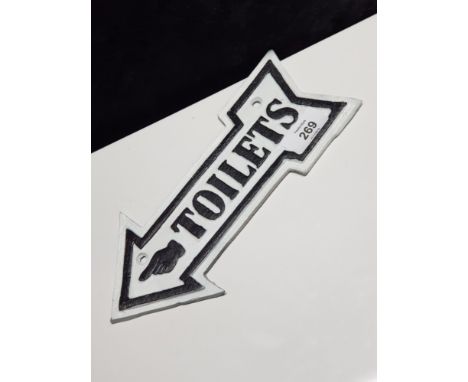 CAST METAL ARROW TOILET SIGN