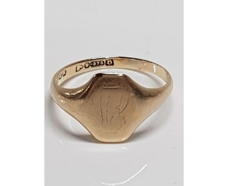 HALLMARKED 9CT GOLD SIGNET RING 1.4G SIZE I