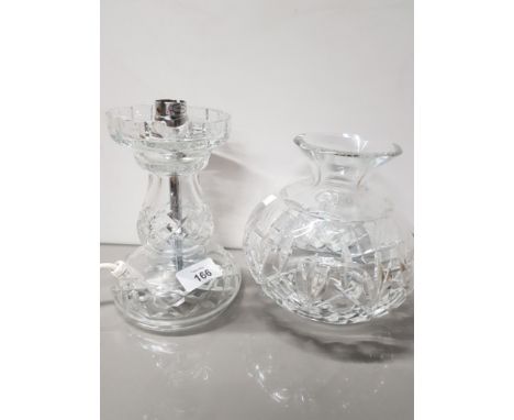 CRYSTAL GLASS TABLE LAMP IN THE STYLE OF AN OIL LAMP DAMAGED