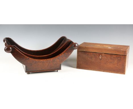 A George III mahogany cheese coaster of typical boat form, width 44cm (lacking one castor), together with a George III mahoga