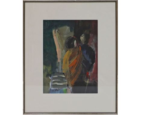 Petit, Jean-Guillaume (geb. 1948 in Arles) "Tragedie", so verso auf CoA betitelt. Acryl, u. sign. Ca. 37x 27 cm. PP., R.