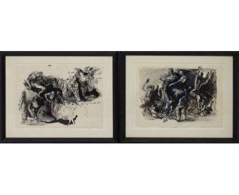 Unbekannter Maler (um 2003) 2 Arbeiten ohne Titel. Mischtechnik, je sign. und dat. 2003. Ca. 30x 40 cm. PP., R.