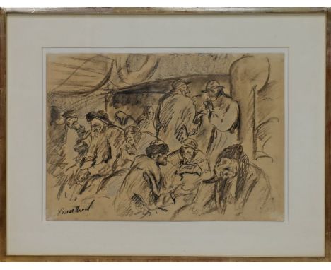 Unbekannter Maler (20. Jh.) Ohne Titel. Zeichnung (Altersspuren), li. u. sign. wohl Gustav Kamelhard. Ca. 36x 51 cm. PP., R.
