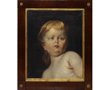 Unbekannter Maler (19. Jh.) Kinderkopf nach A. van Dyck. Öl/Lwd. (Altersspuren, rest.). 40x 34 cm. R. im klassizistischen Sti
