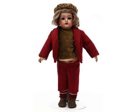 Puppenmädchen. Bisk-Porz.-Kurbelkopf, gem. L Simon & Halbig K*R. Offener Mund mit Zahnreihe oben. Blaue Schlafaugen mit gemal