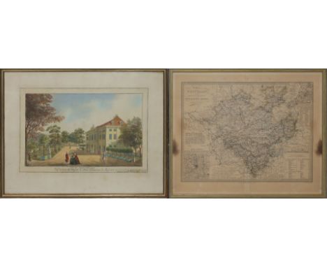Morino, Jean (um 1780) Ansicht von Schloss Schönhausen. Kolorierter Kupferstich (gebräunt und l. fleckig). Ca. 35x 28 cm, bre