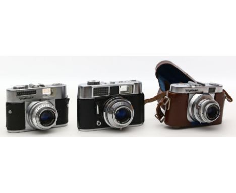 3 Kameras, "Vito B", "Vito CD" und "Vito BL", Voigtländer. Spiegelreflexkameras mit Objektiven "COLOR-SKOPAR 1:3,5/50 mm", "L
