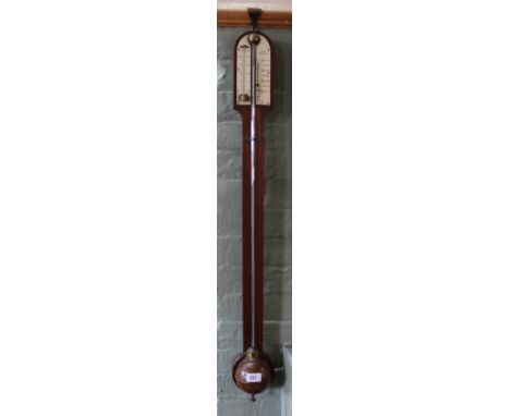 A 19th Century mahogany stick barometer by I Deck Cambridge with ivory dial