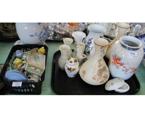 Belleek, Royal Worcester and other vases, Wedgwood, Royal Doulton plus other china and glass including Whimsies, small orname