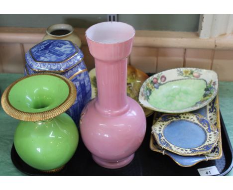 Royal Doulton Series ware and Maling dishes, Victorian opal glass vase plus other china