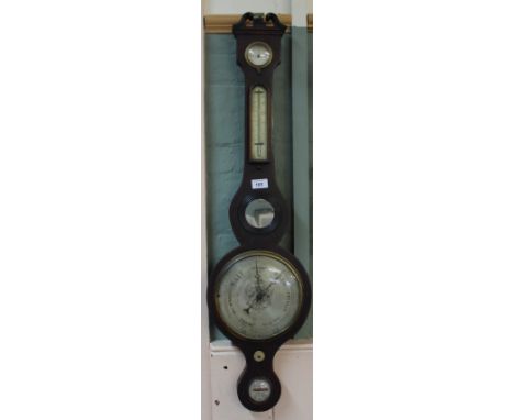 A 19th Century inlaid mahogany banjo barometer by J Crose, York