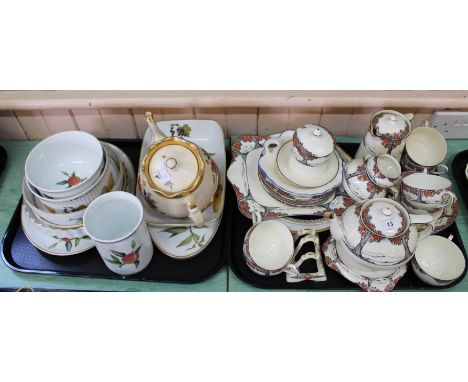 Crown Ducal Orange Tree, Royal Worcester fruit and vegetable decorated plus other china (two trays)