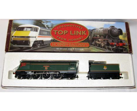 HORNBY R265 unrebuilt West Country 4-6-2 'Bideford' repainted, renamed and lettered BR Green  'Exeter' by Bournemouth Model R
