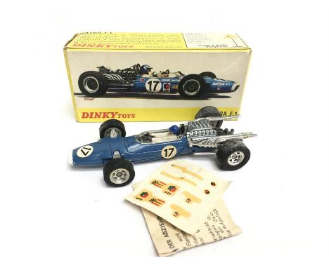 French Dinky 1417 Matra F1 Racing Car, blue with RN '17' and driver. VG with leaflet and unused decals in VG box. 