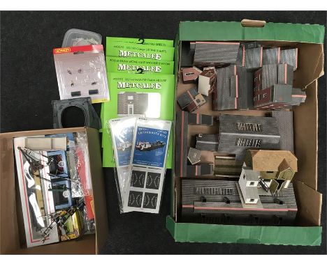 Selection of kit-built buildings for a OO gauge model railway layout, includes an engine shed. Together with LIMA Pullman die