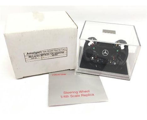 Amalgam Vodafone McLaren Mercedes MP4/23 1/4th scale Steering Wheel Replica. E (rubber handles sticky) in perspex display box