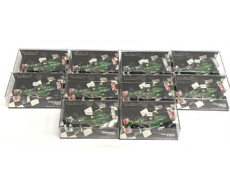 Ten Minichamps 1/43 scale Jaguar Racing cars: #400 040084; #400 030115; #400 040037; #400 040085; #400 030014; #400 040015; #