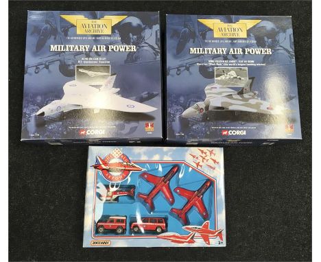 Two Corgi Aviation Archive 1/144 scale Military Air Power models: #48301; #48302. E/M and boxed. Together with Matchbox The R