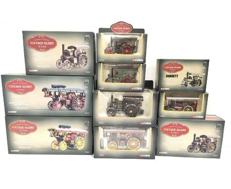 Ten Corgi Vintage Glory of Steam 1/50 scale traction engine models: #80101; #80104; #80109; #80103; #80304; #80302; #80301; #