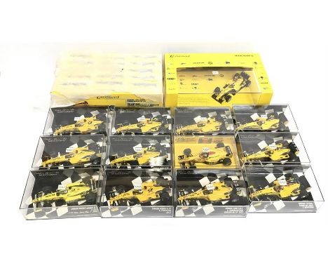 Quantity of Minichamps 1/43 scale Jordan F1 cars: 1991-2005 Commemorative Set; #402 040018 Commemorative Box (both with card 