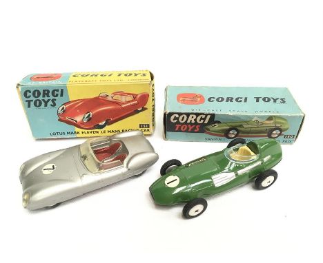 Corgi Toys 150 Vanwall Formula 1 Grand Prix Racing Car, green with RN '1' and blue windscreen. G/VG in G box with price in pe