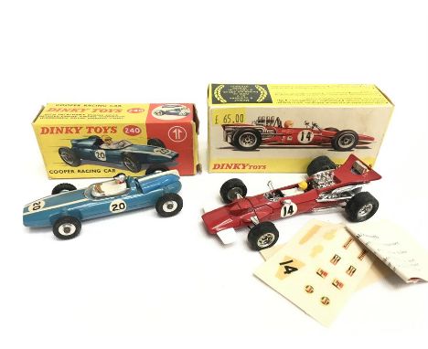 French Dinky 1433 Surtees TS.5 Racing Car, red with RN '14' and driver (VG with unused decals in VG box). Together with Dinky