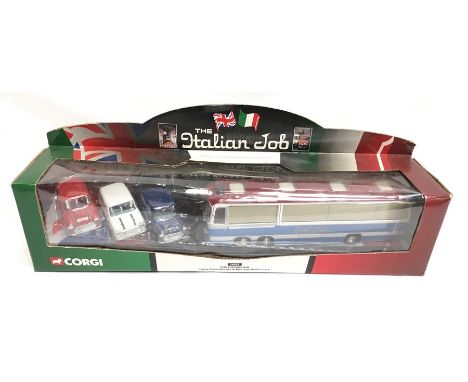 Corgi Classics #36502 The Italian Job Gift Set comprising Coach and 3 x Mini in red, white and blue. M in G box with some lig