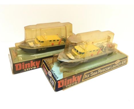 Two Dinky Toys 678 RAF Air Sea Rescue Launch models. Appear VG in F-G bubble-packs (one with damaged bubble).