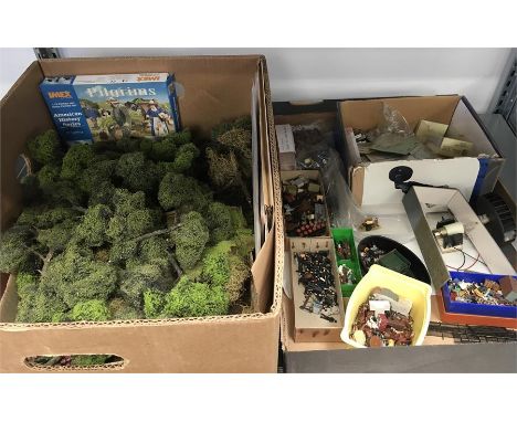 2 x Trays containing unopened 00 Superquick Kits 1, 8 and 9 and Mint Packaged Scenic Packs by Model Scene, Mikes Models, Lang