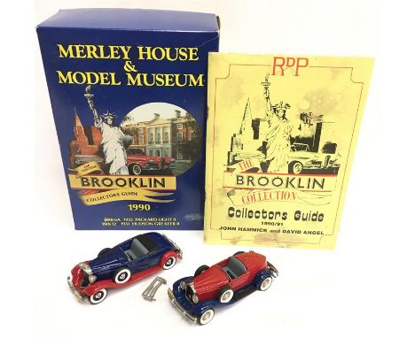 Brooklin Models Set comprising BRK 6A 1932 Packard Light 8, BRK12 1931 Hudson Greater 8 and Collectors Guide 1990/91. Models 