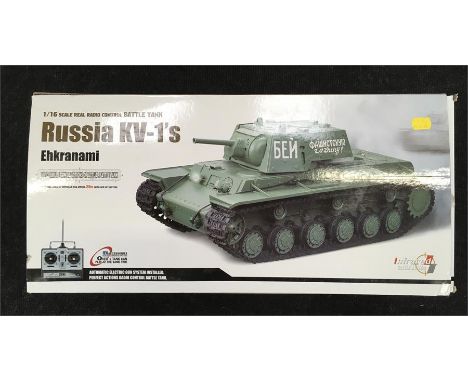 Heng Long/ Ehkranami 1/16 scale RC Russia KV-1's Battle Tank. Appears VG in G box.