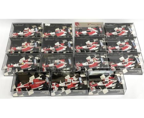 15 x Minichamps 1/43 scale Panasonic Toyota Racing models: #400 060008; #400 040016; #400 040186; #400 050038; #400 020124; #