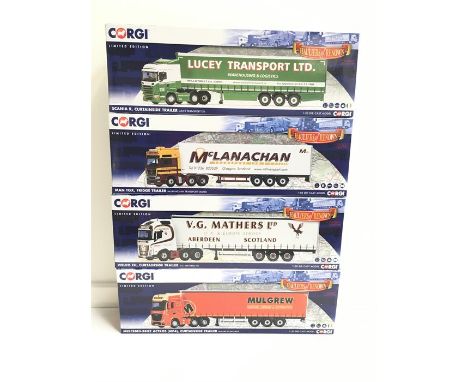 Four Corgi Hauliers of Renown 1/50 scale limited edition models: CC13777 Scania R, Curtainside Trailer 'Lucey Transport Ltd.'