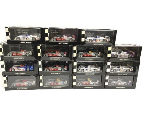 15 x Minichamps 1/43 scale Audi R8 and R10 models: #400 061602; #400 061608; #400 071601; #400 071692; #400 061302; #400 0513