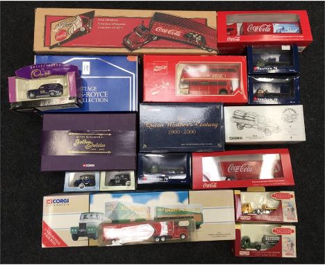 Selection of assorted diecast and plastic models, includes Coca Cola Christmas truck and Corgi Queen Elizabeth Golden Jubilee